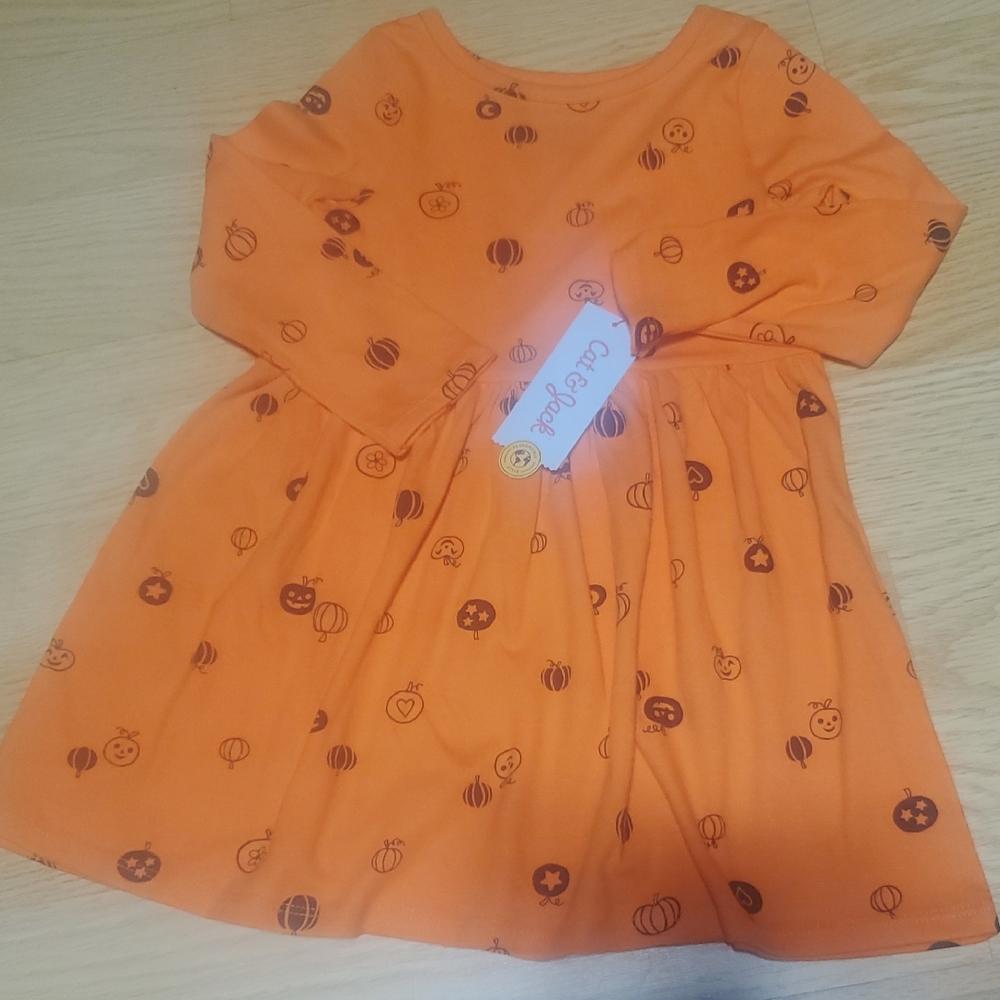 Cat & Jack Orange Pumpkin Pattern Dress